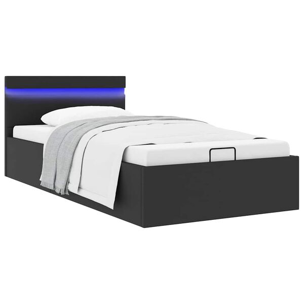 vidaXL Cama hidr&aacute;ulica almacenaje LED sin colch&oacute;n negro 100x200 cm
