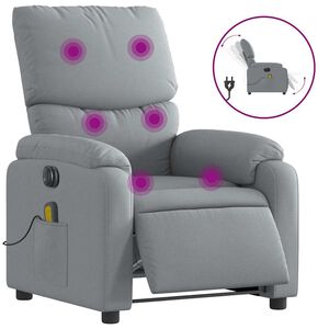 vidaXL Sill&oacute;n reclinable de masaje el&eacute;ctrico tela gris claro