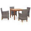 vidaXL Set de comedor 5 pzas rat&aacute;n sint&eacute;tico madera maciza acacia gris