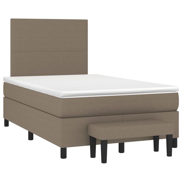 vidaXL Cama box spring con colch&oacute;n tela gris taupe 120x190 cm