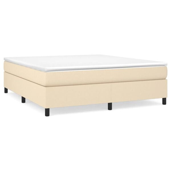 vidaXL Cama box spring con colch&oacute;n tela color crema 180x200 cm