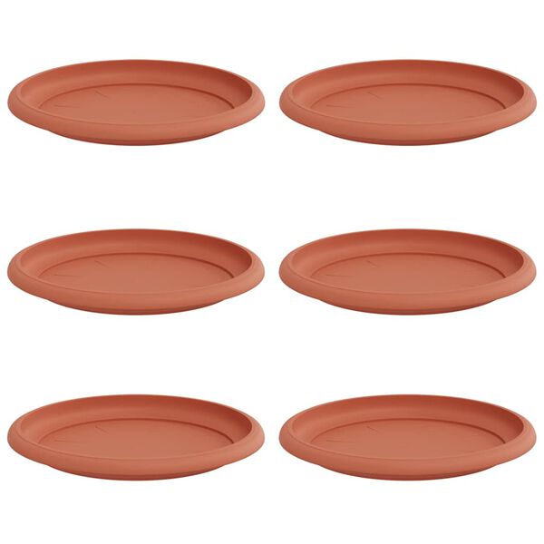 vidaXL Bandeja Redonda para Flores 6 pcs Rojo Ladrillo &Oslash; 17,5 x 2 cm