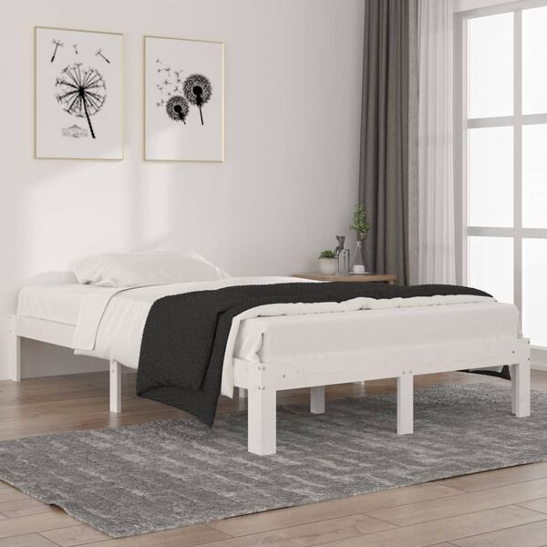vidaXL Estructura de cama sin colch&oacute;n madera pino blanco 120x200 cm