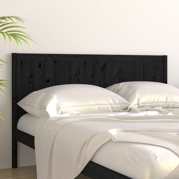 vidaXL Cabecero de cama madera maciza de pino negro 205,5x4x100 cm