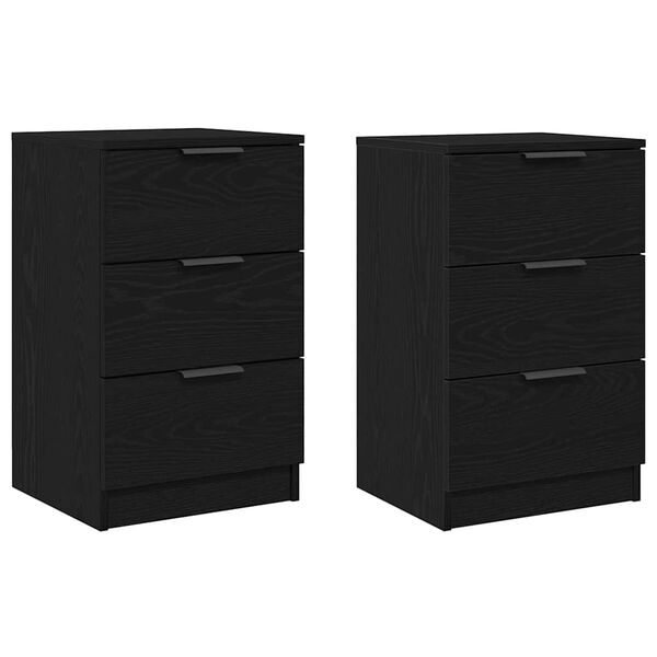 vidaXL Armario de Noche con caj&oacute;n 2 pcs Roble Negro 40 x 65 x 65 cm