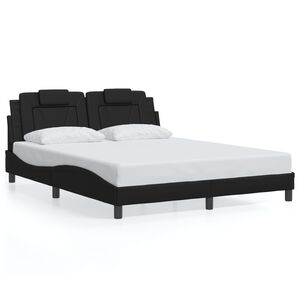 vidaXL Estructura de cama Viana sin colch&oacute;n cuero sint&eacute;tico negro 160x200 cm