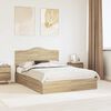 vidaXL Cama con almacenamiento con cabecera Roble Sonoma 140 x 190 cm