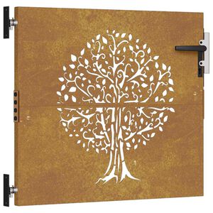 vidaXL Puerta de jard&iacute;n acero corten dise&ntilde;o &aacute;rbol 85x75 cm