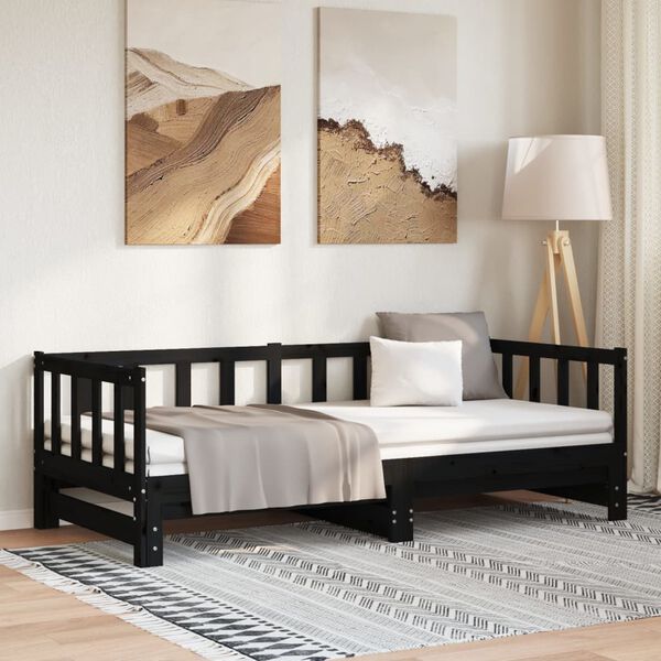 vidaXL Sof&aacute; cama extra&iacute;ble sin colch&oacute;n negro 2x(90x190) cm