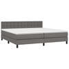 vidaXL Cama box spring con colch&oacute;n cuero sint&eacute;tico gris 200x200 cm