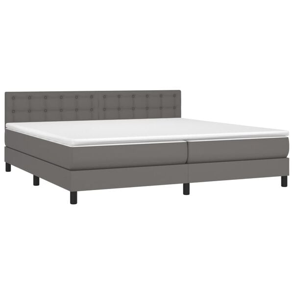 vidaXL Cama box spring con colch&oacute;n cuero sint&eacute;tico gris 200x200 cm