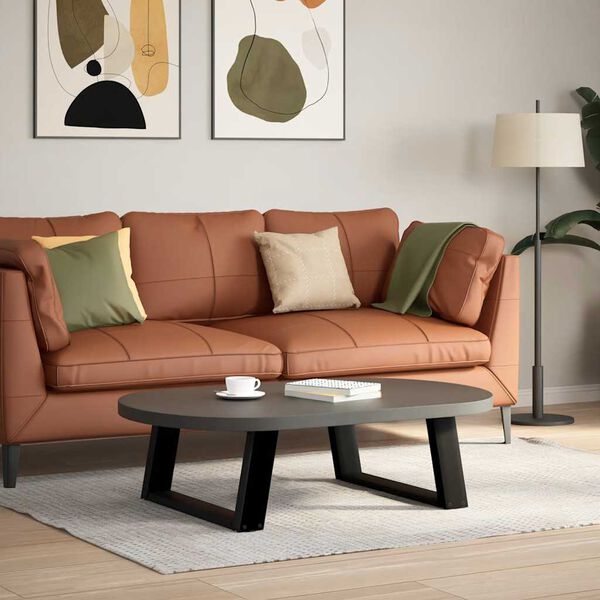 vidaXL Patas para mesa de centro en forma de U (2 unidades), color negro, 60 x (30-31) cm, acero