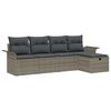 vidaXL Conjunto de sof&aacute; de jard&iacute;n con coj&iacute;n 5 pcs Gris Polirat&aacute;n