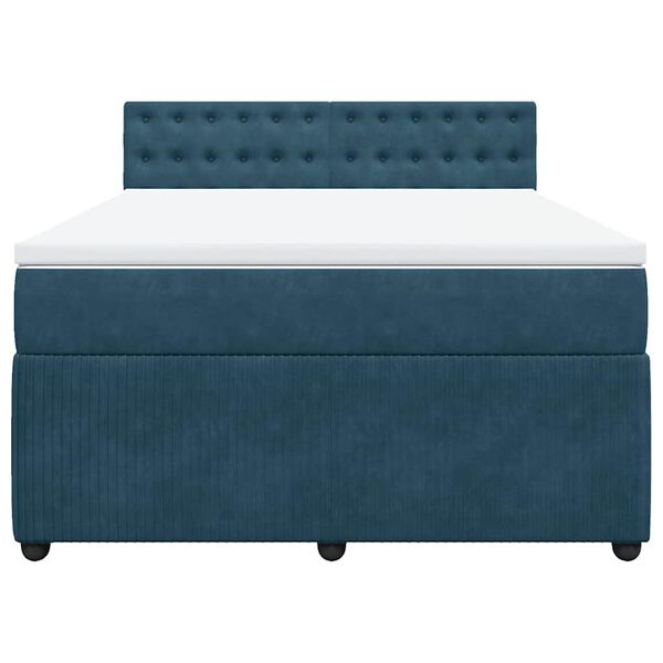 vidaXL Cama box spring con colch&oacute;n terciopelo azul 160x200 cm