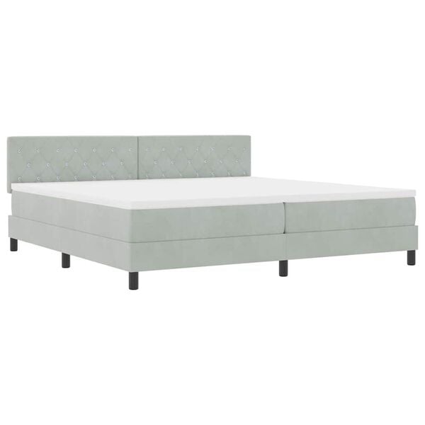 vidaXL Cama tipo Box Spring Gris Claro 200 x 200 cm Terciopelo