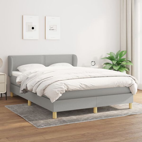 vidaXL Cama box spring con colch&oacute;n tela gris claro 140x190 cm