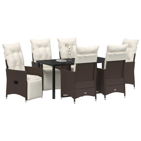 vidaXL Conjunto de Comedor de Jard&iacute;n 7 pcs Marr&oacute;n rat&aacute;n sint&eacute;tico