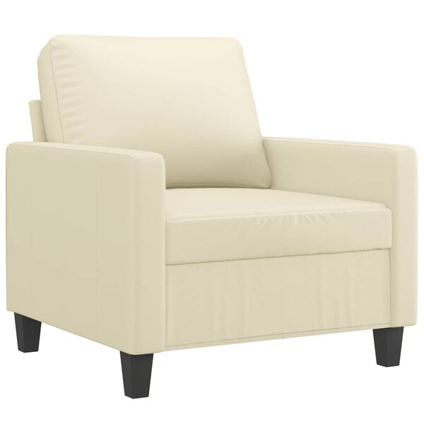 vidaXL Sillón con taburete cuero sintético color crema 60 cm