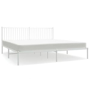 vidaXL Estructura cama sin colch&oacute;n con cabecero metal blanco 193x203cm