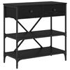 vidaXL Mesa Consola con caj&oacute;n Roble Negro 75 x 34,5 x 75 cm Madera