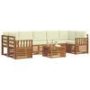vidaXL Juegos de sof&aacute;s 8 pcs Natural y Crema Madera de Acacia S&oacute;lida