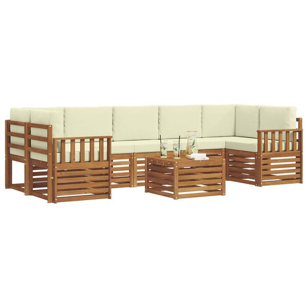 vidaXL Juegos de sof&aacute;s 8 pcs Natural y Crema Madera de Acacia S&oacute;lida