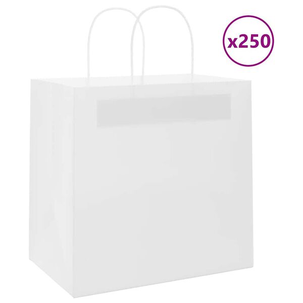vidaXL Bolsas de papel con asas 250 uds blanca 26x17x25 cm