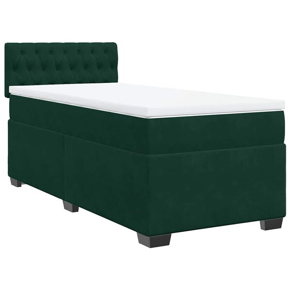 vidaXL Cama box spring con colch&oacute;n terciopelo verde oscuro 100x200 cm