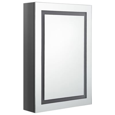 vidaXL Armario de baño con espejo LED gris brillante 50x13x70 cm