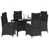 vidaXL Conjunto de Comedor de Jard&iacute;n 5 pcs Negro rat&aacute;n sint&eacute;tico