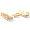 vidaXL Muebles de jard&iacute;n 7 piezas cojines madera de pino color crema