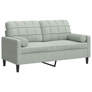 vidaXL Sof&aacute; de 2 plazas con cojines terciopelo gris claro 140 cm