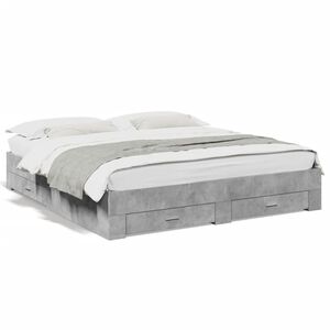 vidaXL Cama con cajones madera ingenier&iacute;a gris hormig&oacute;n 180x200 cm