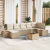 vidaXL Conjunto de sof&aacute; de jard&iacute;n 8 pcs Beige rat&aacute;n sint&eacute;tico