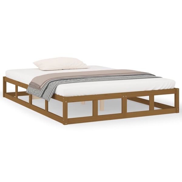 vidaXL Estructura de cama de madera maciza marr&oacute;n miel 150x200 cm