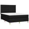 vidaXL Cama box spring colch&oacute;n y luces LED tela negro 140x190 cm