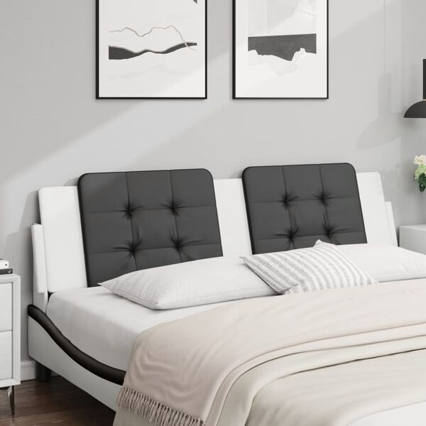 vidaXL Cabecero de cama acolchado Zadar cuero sint&eacute;tico negro blanco 180 cm