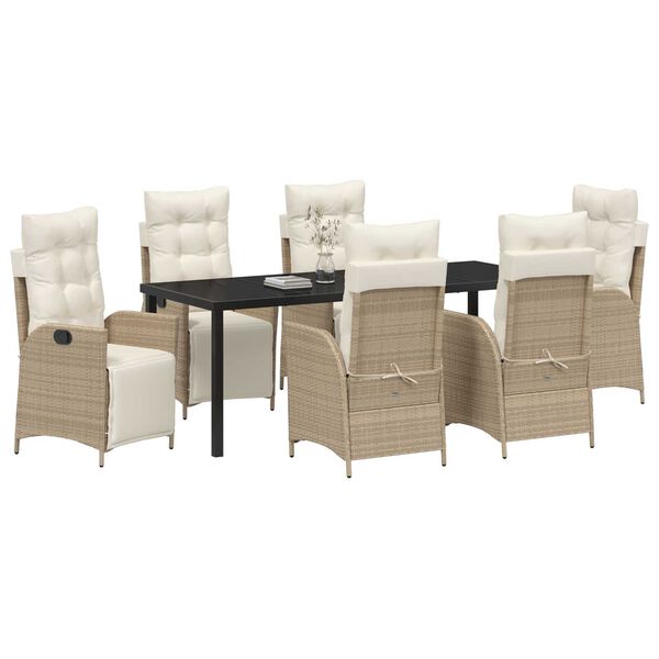 vidaXL Conjunto de Comedor de Jard&iacute;n 7 pcs Beige rat&aacute;n sint&eacute;tico