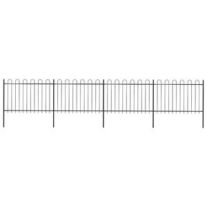vidaXL Valla de jard&iacute;n con aro superior de acero 671x120 cm negra