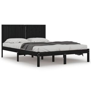 vidaXL Estructura de cama de madera maciza de pino negro 200x200 cm