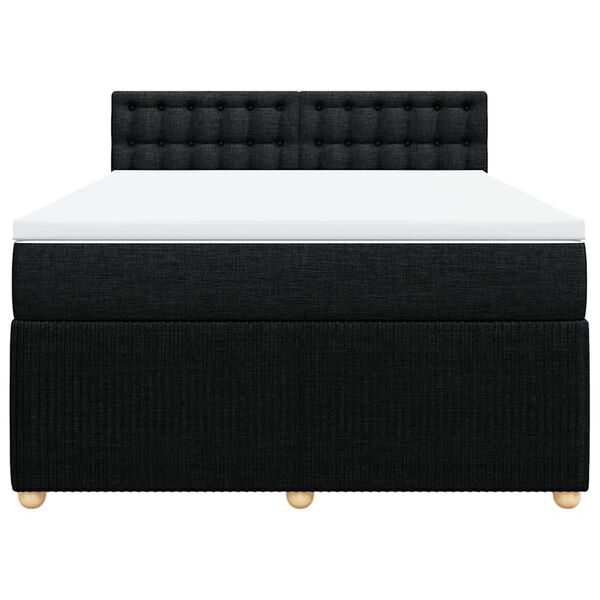 vidaXL Cama box spring con colch&oacute;n tela negro 140x200 cm
