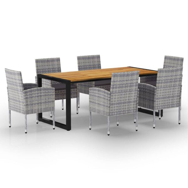 vidaXL Juego de comedor para jard&iacute;n de 7 piezas gris