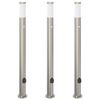 vidaXL Balizas de luz con sensor y tomacorriente, 3 unidades, 110 cm, acero inoxidable, IP44