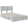vidaXL Cama con almacenamiento con cabecera Gris Concreto 140 x 190 cm