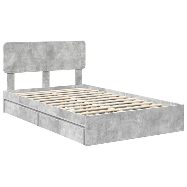vidaXL Cama con almacenamiento con cabecera Gris Concreto 140 x 190 cm