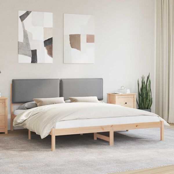 vidaXL Estructura de Cama con Cabecera Tapizada Gris Claro