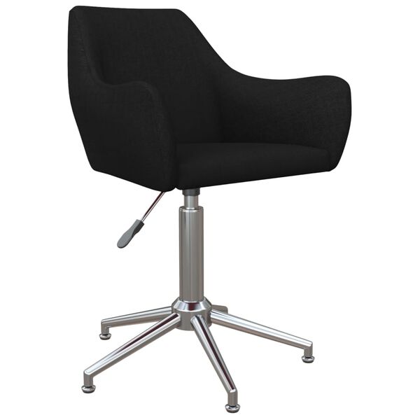 vidaXL Silla de comedor giratoria tela negra