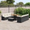 vidaXL Conjunto de sof&aacute; de jard&iacute;n con coj&iacute;n 11 pcs Negro y crema