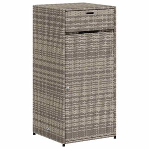 vidaXL Armario de almacenaje de jard&iacute;n rat&aacute;n PE gris 55x55x111 cm