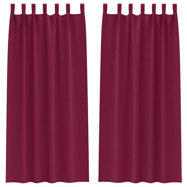 vidaXL Cortinas Opacas con Anillas 2 pcs Rojo vino 260 x 140 cm